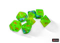 Gemini Plasma Green-Teal/orange Luminary Polyhedral 7-Dice Set