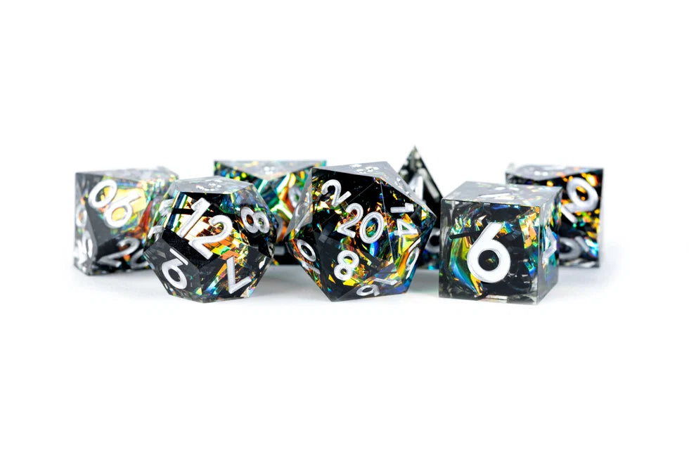 Hand Crafted Sharp Edge Dice: Simmering Coal