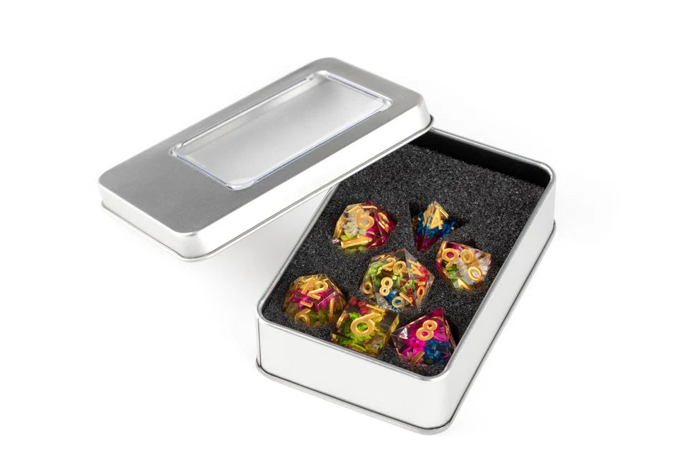Hand Crafted Sharp Edge Dice: Simmering Coal