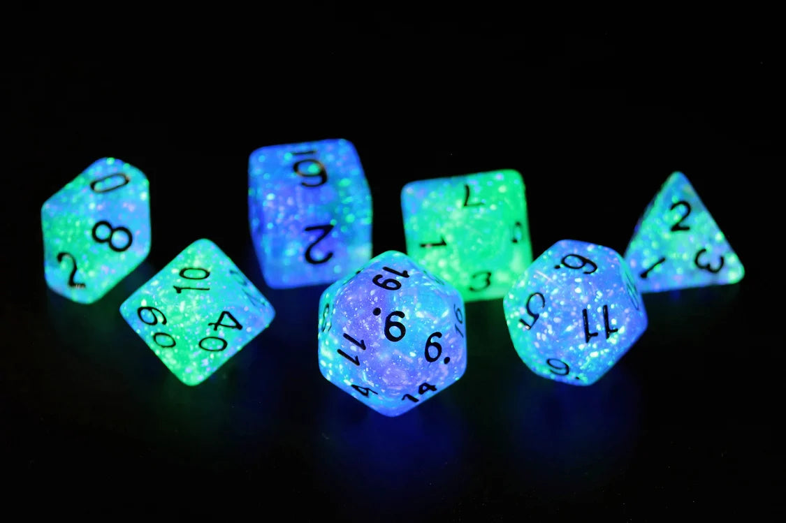 Peacock Glowworm Dice Set